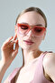 Women's Pink Frame Gradient Glass Sunglasses - 3