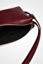 Sleek Burgundy Double Strap Detailed Baguette Shoulder Bag - 3