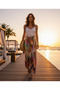Colorful Patterned Modal Fabric Elastic Wide Leg Pants - 5
