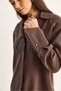 Women's Bitter Brown Padded Cross-Cover Detailed Asymmetrical Wide Cuff Modal Shirt 4206 60286105 - 7