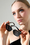 Women's Black Frame Black Glass Sunglasses - 8