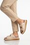 Beige Double Buckle Women's Flat Slippers