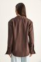 Women's Bitter Brown Padded Cross-Cover Detailed Asymmetrical Wide Cuff Modal Shirt 4206 60286105 - 8