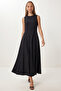 Sleeveless Long Summer Poplin Dress Lfg0187 Black - 2