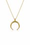 Gold Color Double Horn Crescent Necklace Unisex Metal 60 cm Chain - 4