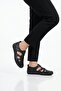 Black genuine leather women's casual shoes