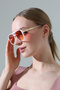 Women's Oversize Pink Frame Gradient Glass Gold Handle Sunglasses - 2