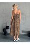 Women's Long Summer Jersey Dress with Rope Straps - 5