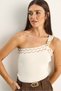 Women's Beige One-Shoulder Knitted Detailed Stretchy Knitwear Blouse 2695 60286176 - 5