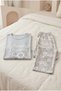 Women's Short Sleeve Pajama Set Gray Sweet Dreams Floral Pants Home Wear Set - 2