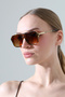 Women's Leopard Frame Brown Glass Gold Edged Sunglasses - 2