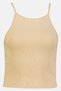Women Crew Neck Sleeveless Ribbed Tank Top, Beige - 3