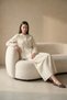 Fly Cupra Fabric Ribbon Detailed Gathered Blouse Skirt Set