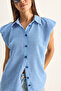 Women's Blue 100% Cotton Gingham Patterned Summer Shirt 20218 60286175 - 4