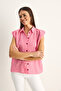 Women's Pink 100% Cotton Gingham Patterned Summer Shirt 20218 60286175 - 3
