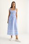 Women's Blue and White Striped Gipeli Midi Dress with Chest Detail, Tie-Strap Design, and Pocket Detail 35510 60286177. - 2