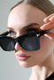 Women's Black Frame Metal Detail Black Glass Sunglasses - 7
