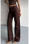 D92 Brown Straight Fit Wide-Leg Pants - 5