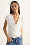 Women's White Padded Degaje Collar Viscose Blouse 28008 60286179 - 3
