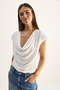Women's White Padded Degaje Collar Viscose Blouse 28008 60286179 - 5