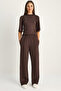 Women's Coffee Soft Touch Ribbed Half Sleeve T-Shirt Elasticized Wide Leg Pants Set 18000 60286181