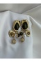 Embossed Khaki Green Charm Dangle Earrings - 2