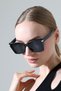 Women's Black Frame Metal Detail Black Glass Sunglasses - 3