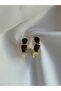 Gold Halka Boho Style Natural Stone Earrings - 3