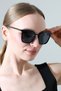 Women's Black Frame Black Glass Sunglasses with Handle Detail - 7