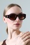 Women's Oval Brown Frame Brown Glass Gold Detailed Sunglasses - 5