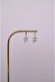 Zircon Stone Clover Charm Hoop Earrings 9 mm |   Thin Minimal Earrings - 6