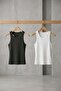 Women's Set of 2 Premium Ribbed Camisole Undershirts Black-White Basic Ribbed Cotton Flexible - 7