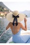 Noir Riviera Wide Brim Women's Straw Hat with Black Ribbon Detail Uv Protection Beach Hat - 3