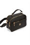 Women's Black Hand and Shoulder Bag with Three Compartments and Black Wallet Card Holder - 7