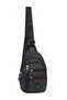 Women's Linen Fabric Zippered Chest and Shoulder Bag with USB Headphone Outlet (16X22Cm)- Black - Blue - 3