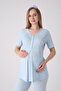 Maternity Pajama Dressing Gown Set Jacquard Shawl Collar Lace Panel Buttoned Breastfeeding Set of 3 - 4