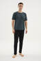 New Season Modal-Cotton Men's Crew Neck Side Stripe Detailed Pajama Set - 4