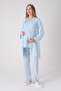 Maternity Pajama Dressing Gown Set Jacquard Shawl Collar Lace Panel Buttoned Breastfeeding Set of 3