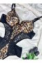 Leopard Patterned Leather-Look Lace Detailed Snap-On Bodysuit - 6