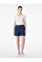 Pocketed Viscose Blend High Waist Bermuda Shorts with Belt Detail