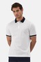 White Cotton Regular Fit Buttoned Men's Striped Polo Collar T-Shirt 9528-01 - 2