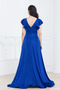 Long Evening Dress with Glitter Flywheel Detail - Cobalt Blue - 7