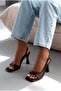 Solvion Light Brown Matte Leather Women's Heeled Sandals - 4