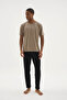 New Season Modal-Cotton Men's Crew Neck Side Stripe Detailed Pajama Set - 8