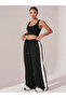 2-Piece Women's Baggy Relaxed Fit White Striped Loose Sweatpants - 5