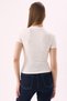 Crep Women's Stoned Short Sleeve t Shirt Slim Fit Viscose Ribbed Ecru - 7