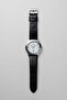 Men's Atlantic Round Leather Cord Wristwatch Black - 2