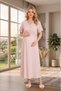 New Season Pink Summer Lace Detailed Stylish Short Sleeve Buttoned Maternity Maternity Dressing Gown Nightgown Set of 2 - 3