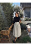 Ecru Midi Polka Dot Balloon Skirt - 8014