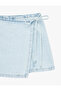 Cotton Mini Denim Skirt with Lace Detail - 6
